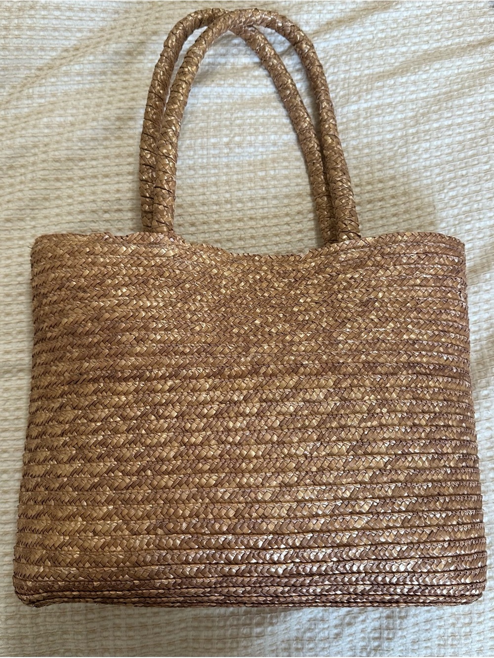 100% Wheat Straw Tote Bag in Natural Brown